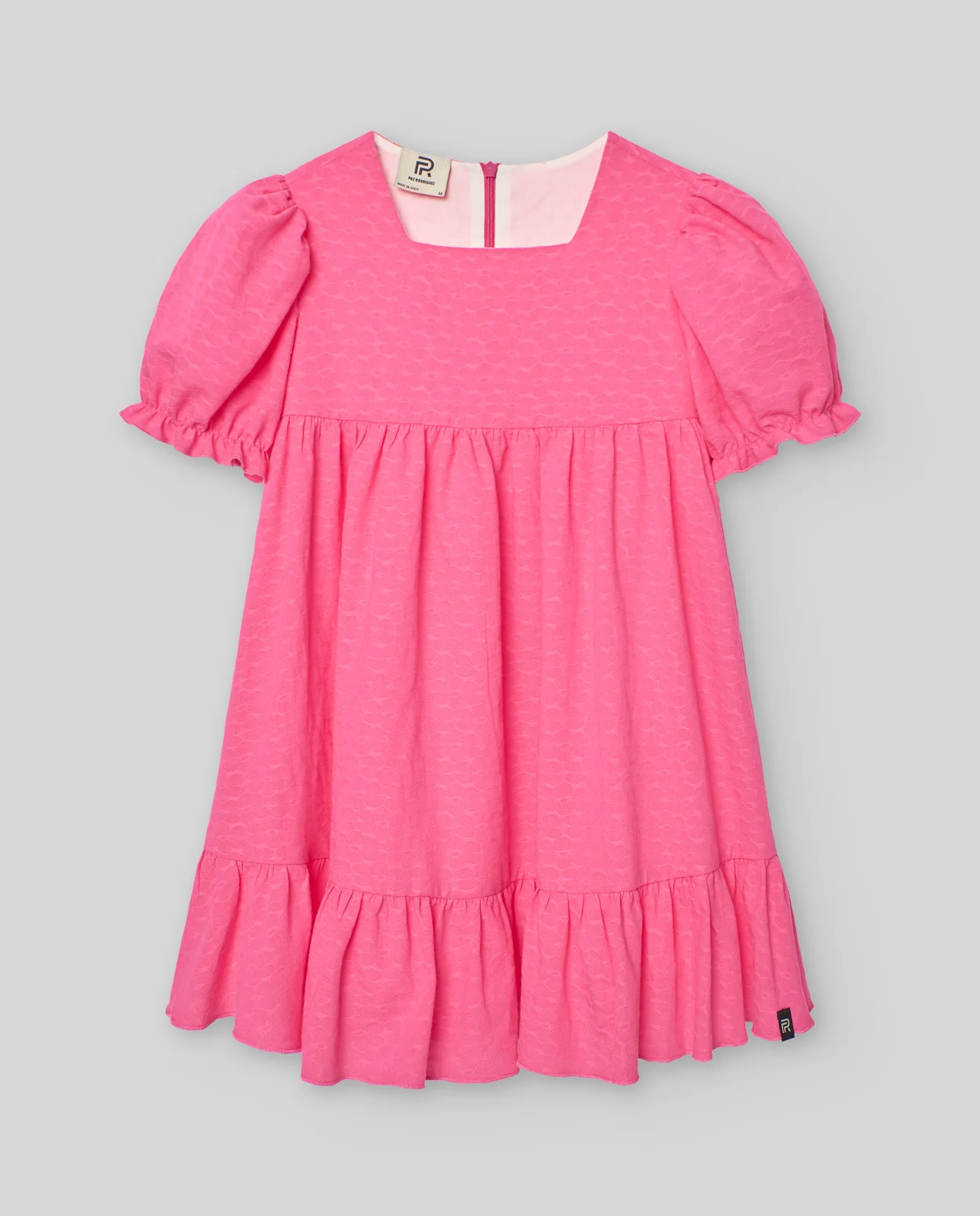 VESTIDO JACQUARD FLORES INFANTIL NEON