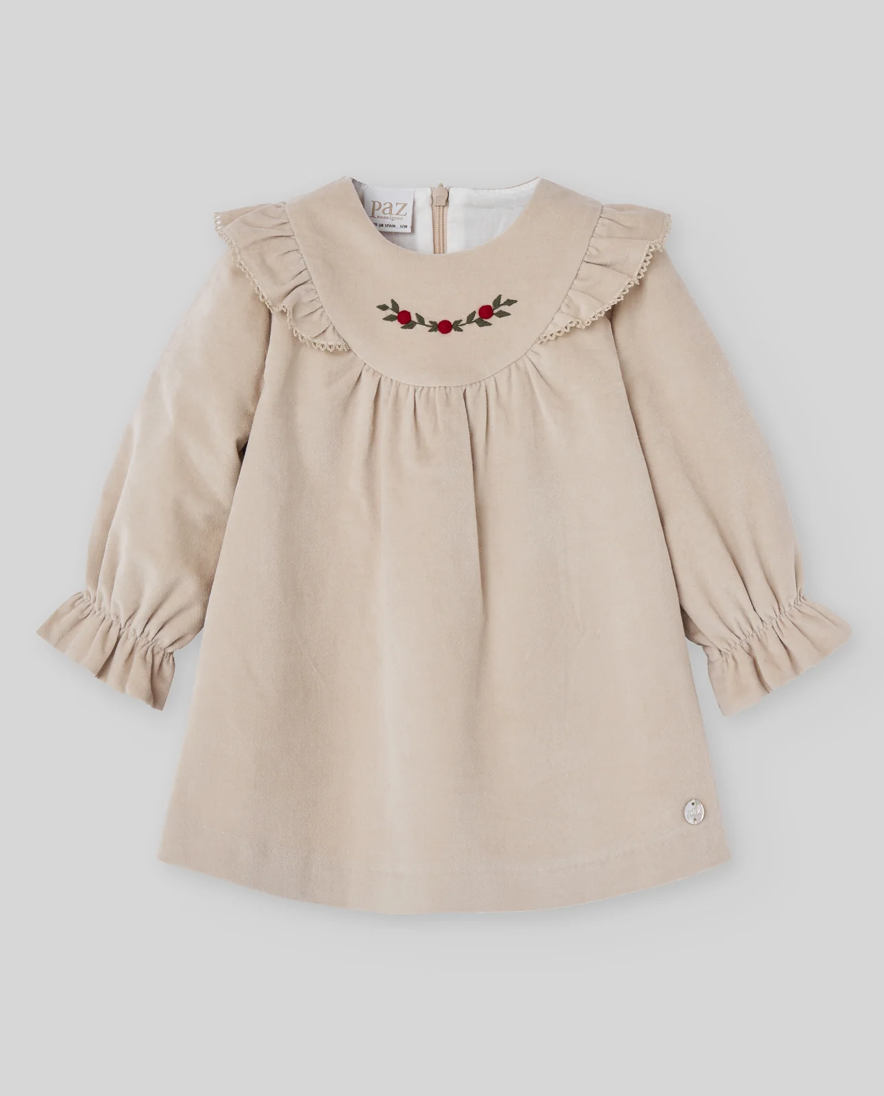 VESTIDO VELVETON C/BORDADO ACEBO